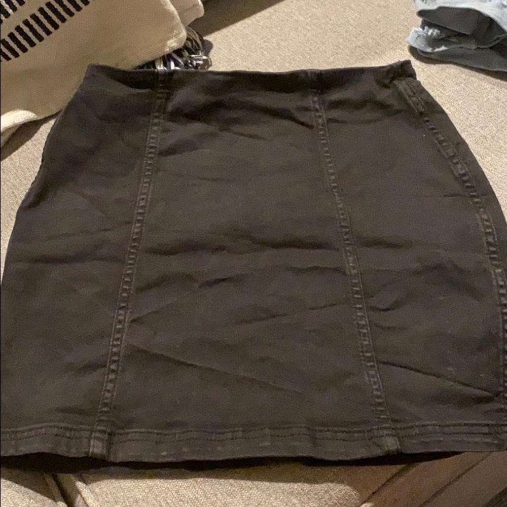 Black denim skirt